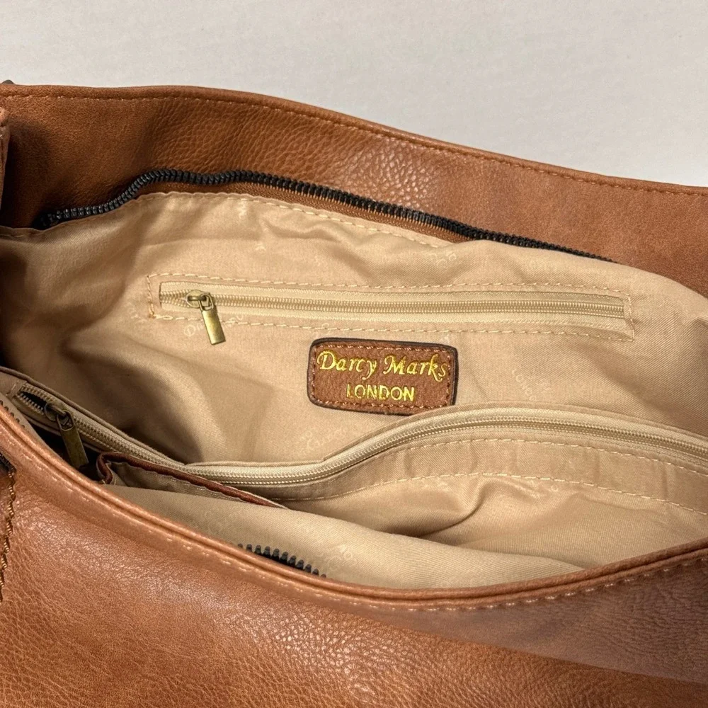 Darcy‎ Marks London Brown Vegan Leather Studded Crossbody Tassel Shoulder Bag